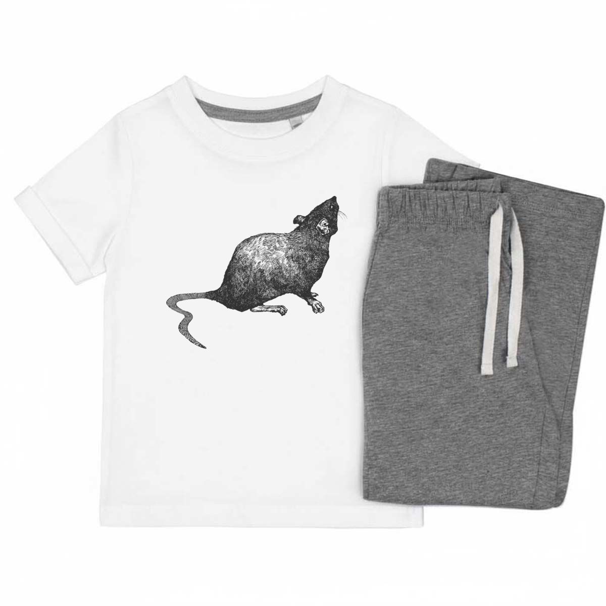 'Curious Rat' Kids Cotton Pyjama Set – Comfortable Children's Nightwear, Sleepwear and Loungewear -  Unisex for Boys and Girls - Grey, 9-10 Years (KP00038932)