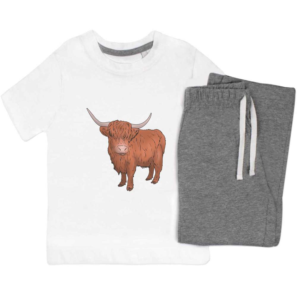 'Highland Cow' Kids Nightwear / Pyjama Set (KP034679) - Picture 9 of 10