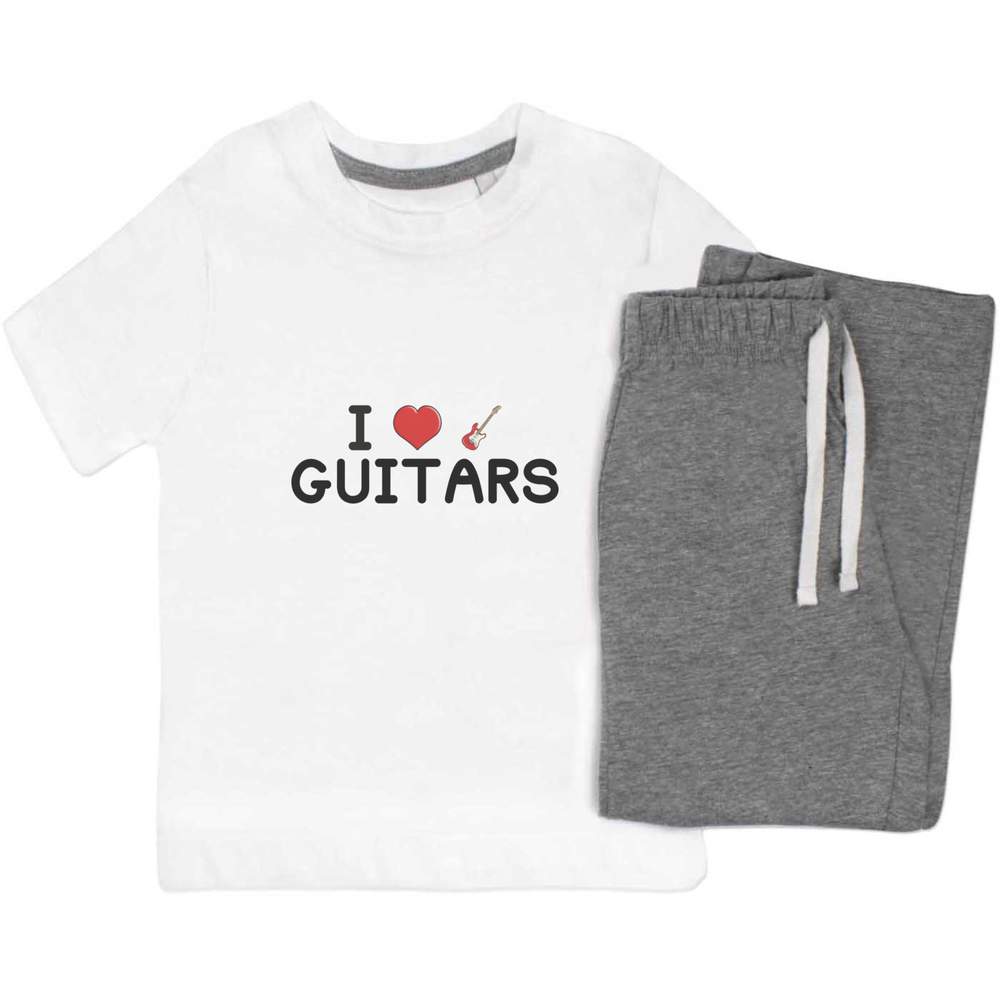 'I Love Guitars' Kids Nightwear / Pyjama Set (KP034296) - Picture 9 of 10