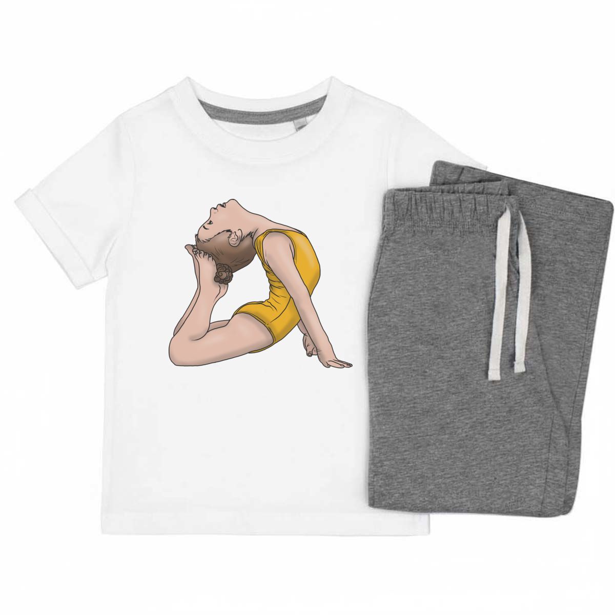 'Gymnast Girl' Kids Cotton Pyjama Set – Comfortable Children's Nightwear, Sleepwear and Loungewear -  Unisex for Boys and Girls - Grey, 9-10 Years (KP00113279)