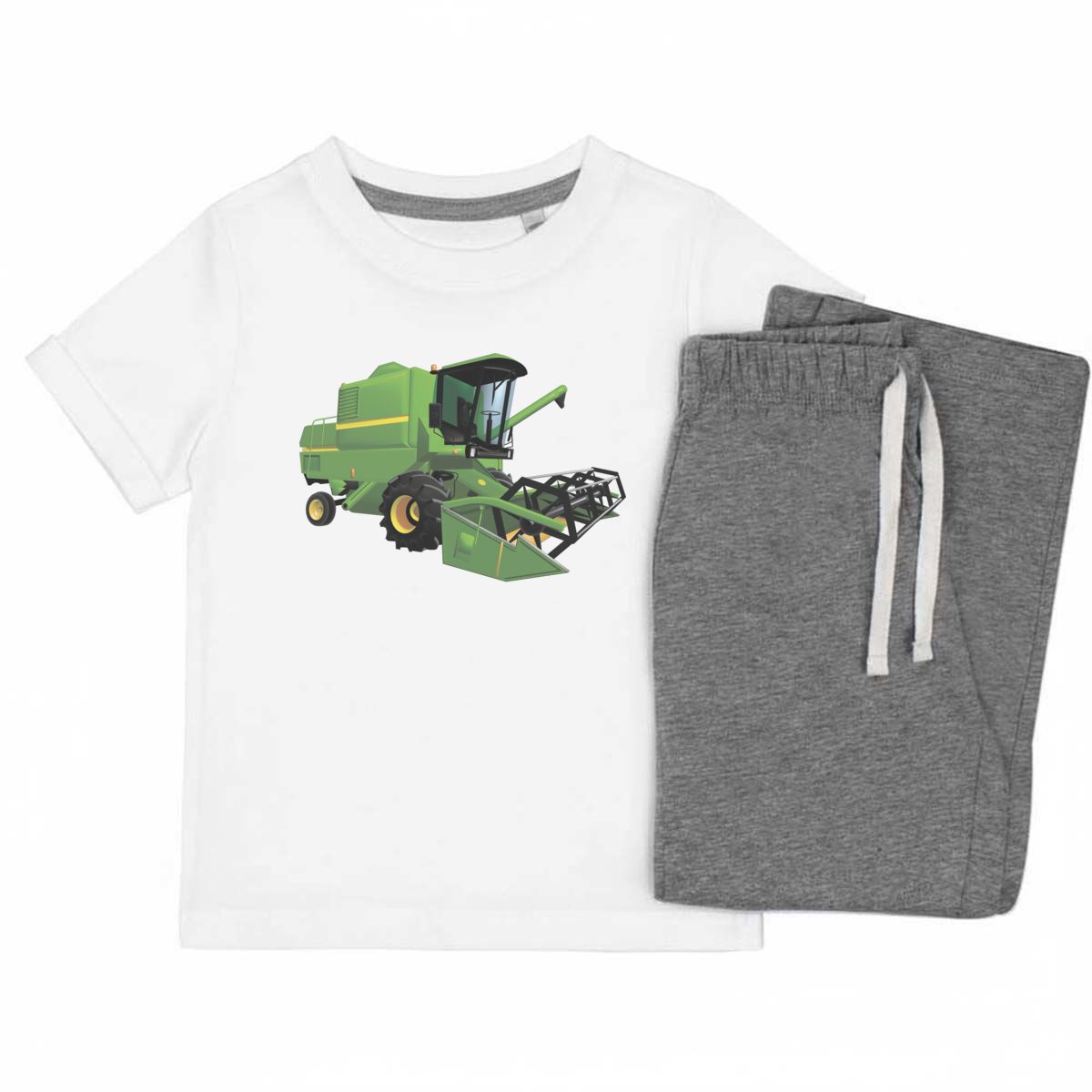 'Combine Harvester' Kids Cotton Pyjama Set – Comfortable Children's Nightwear, Sleepwear and Loungewear -  Unisex for Boys and Girls - Grey, 9-10 Years (KP00126974)