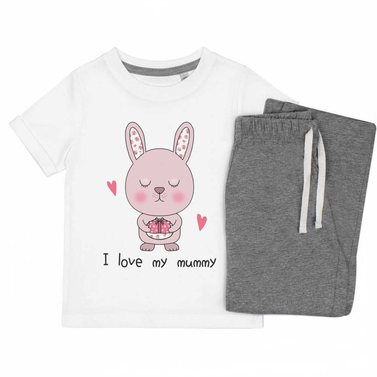 'I love my mummy' Kids Cotton Pyjama Set – Comfortable Children's Nightwear, Sleepwear and Loungewear -  Unisex for Boys and Girls - Grey, 9-10 Years (KP00145252)