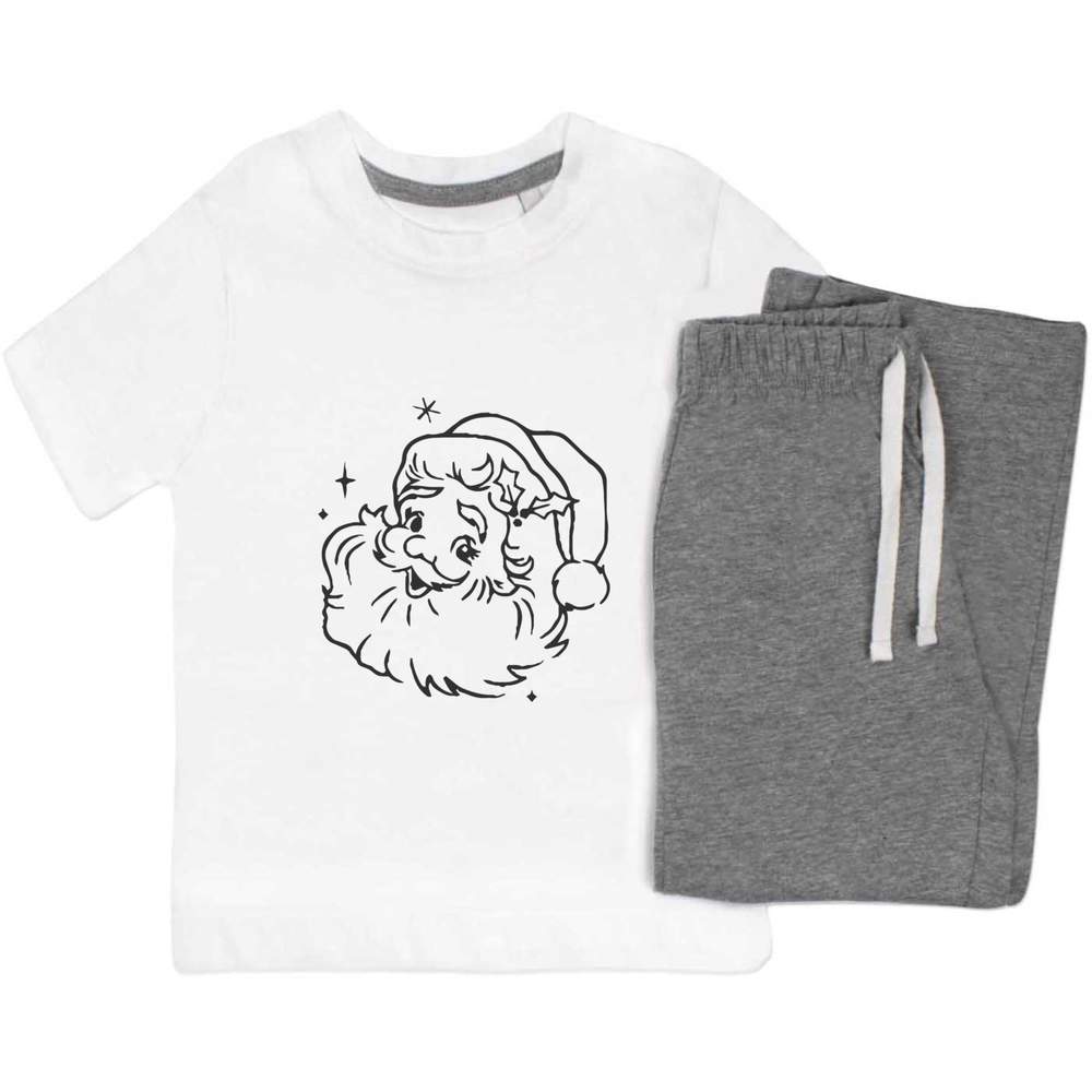 'Retro Illustration of Santa ' Kids Nightwear / Pyjama Set (KP051223) - Picture 9 of 10