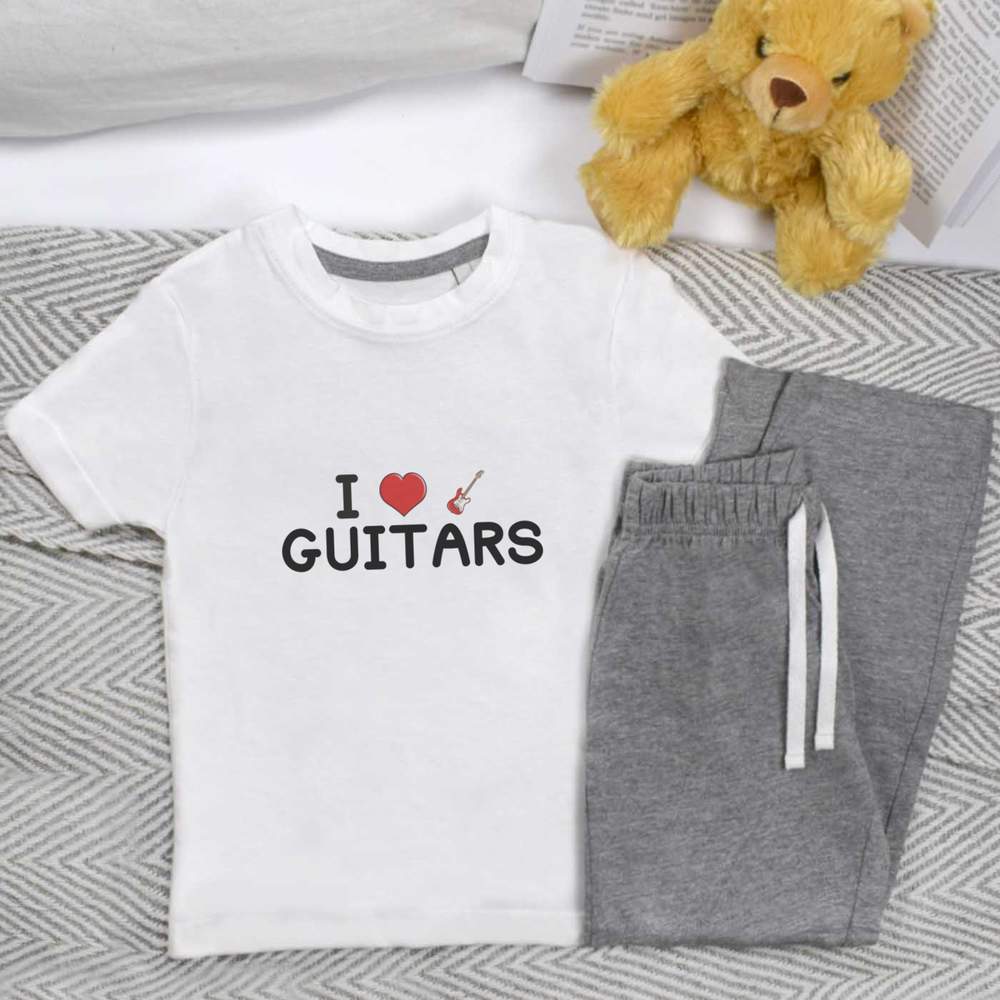 'I Love Guitars' Kids Nightwear / Pyjama Set (KP034296) - Picture 10 of 10