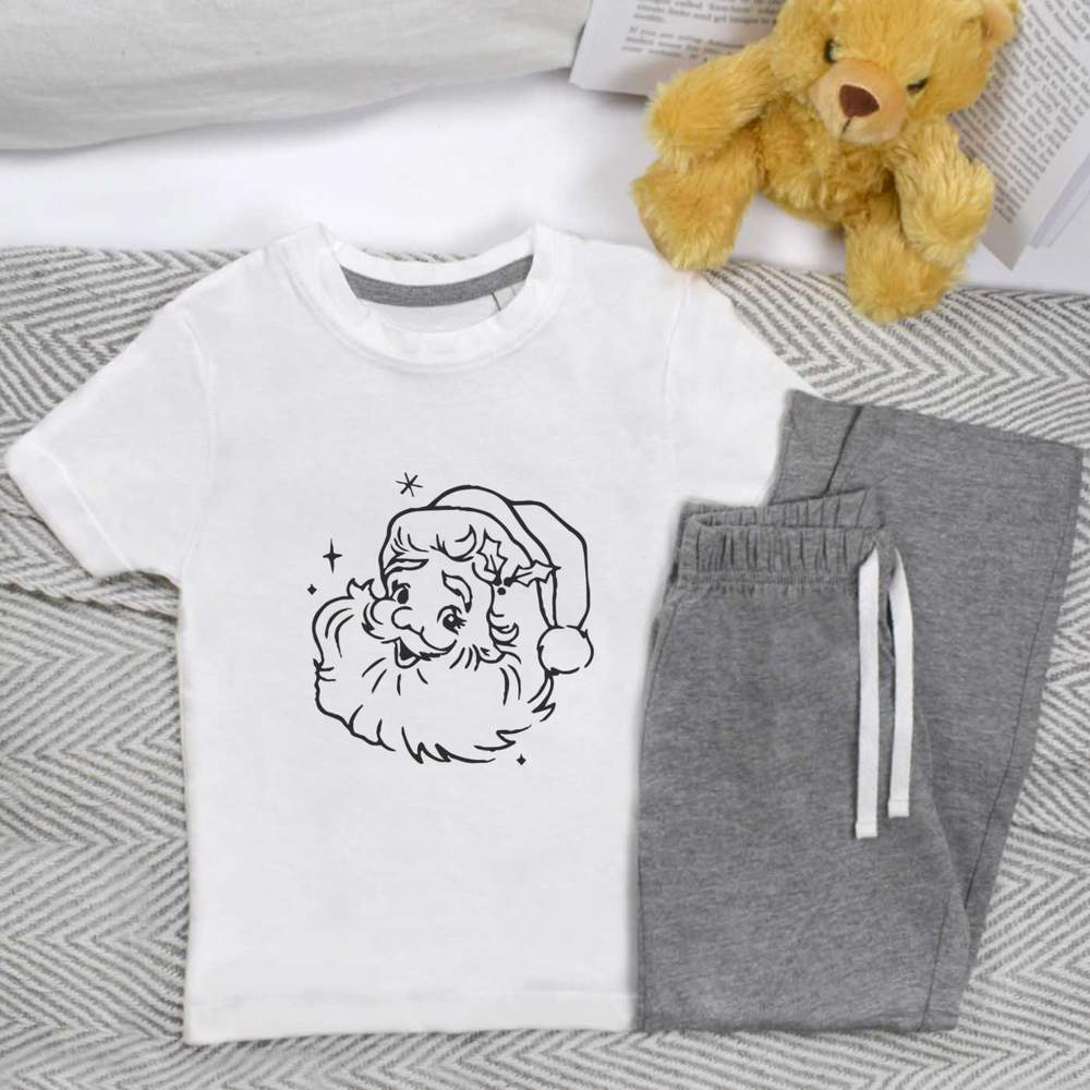 'Retro Illustration of Santa ' Kids Nightwear / Pyjama Set (KP051223) - Picture 10 of 10