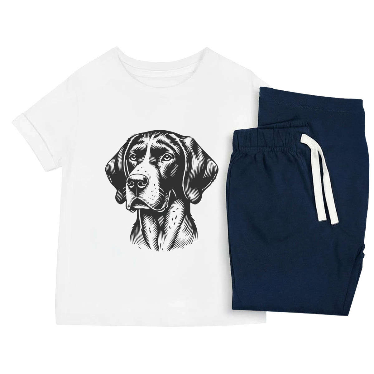 'German Shorthaired Pointer' Kids Cotton Pyjama Set – Comfortable Children's Nightwear, Sleepwear and Loungewear -  Unisex for Boys and Girls - Navy, 3-4 Years (KP00216152)