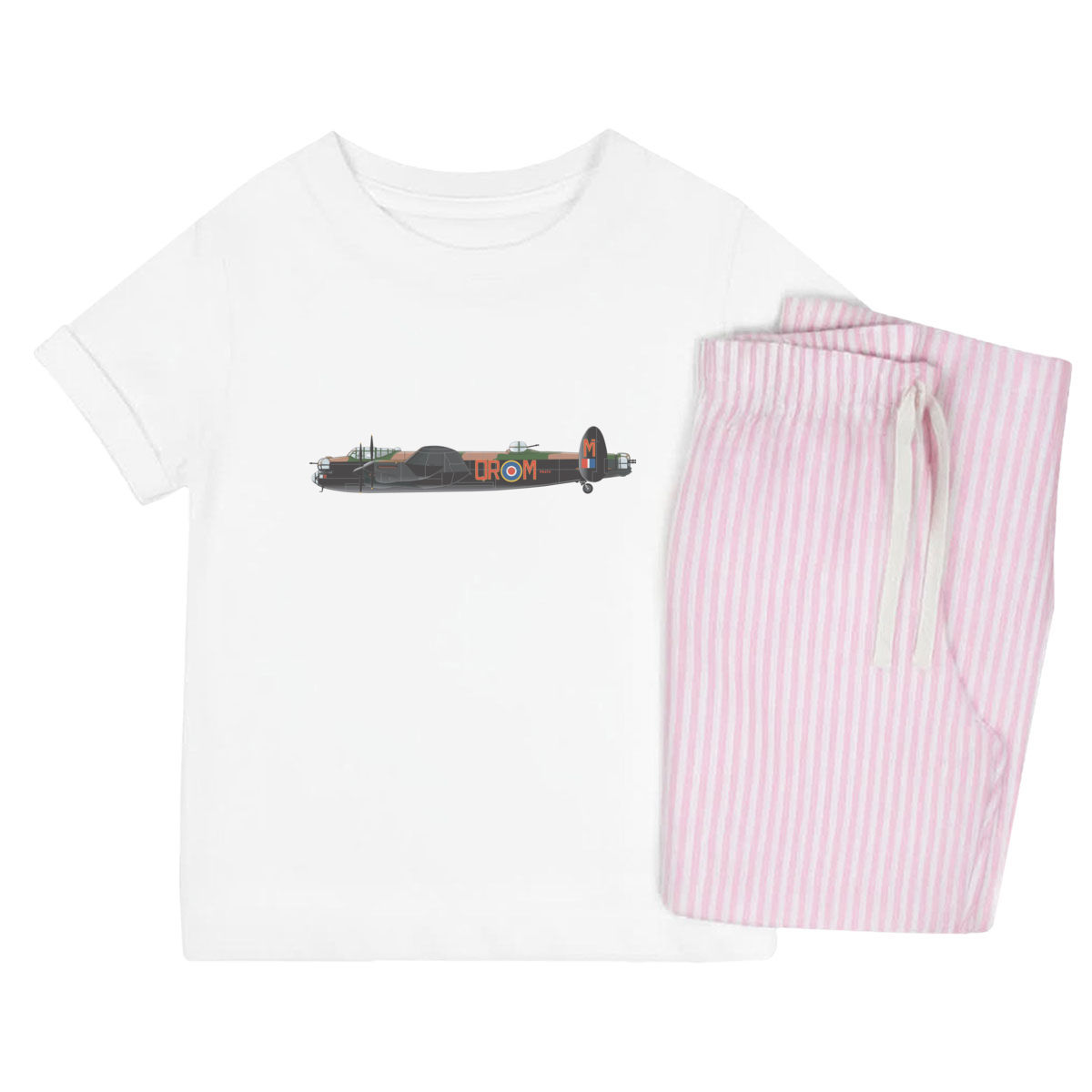 'Avro Lancaster Bomber' Kids Cotton Pyjama Set – Comfortable Children's Nightwear, Sleepwear and Loungewear -  Unisex for Boys and Girls - Pink, 11-13 Years (KP00254876)