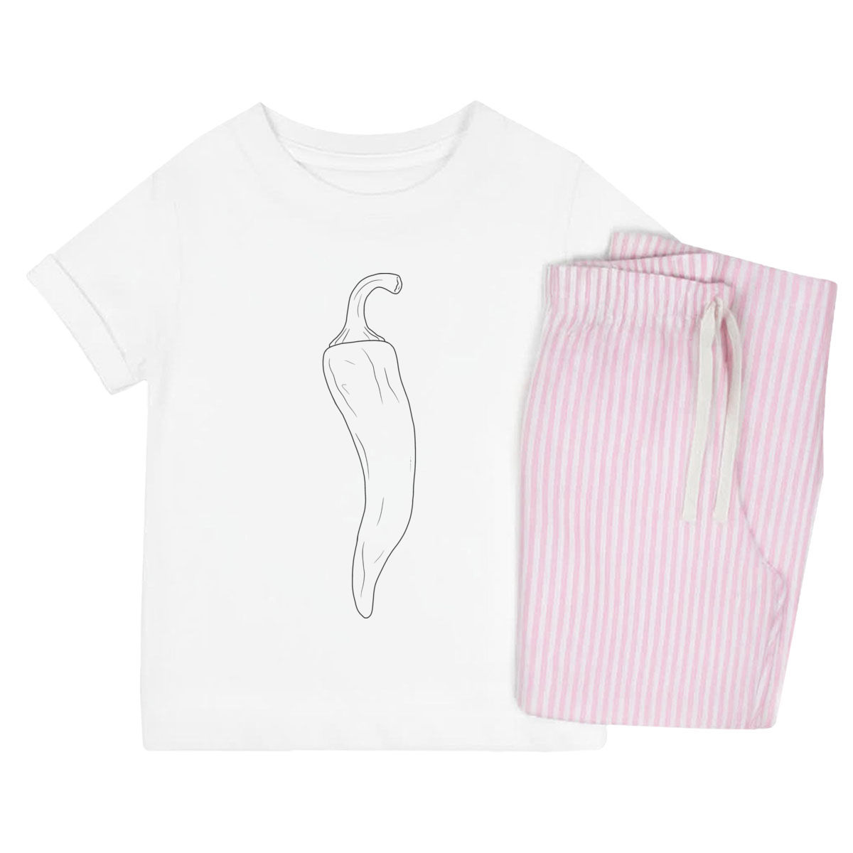 'Spicy Chilli Pepper' Kids Cotton Pyjama Set – Comfortable Children's Nightwear, Sleepwear and Loungewear -  Unisex for Boys and Girls - Pink, 11-13 Years (KP00391815)