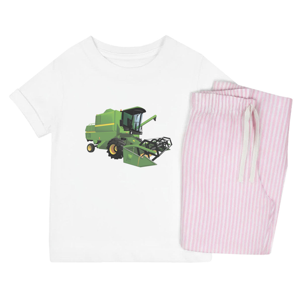 'Combine Harvester' Kids Cotton Pyjama Set - Pink, 5-6 Years - Children's Nightwear / Sleepwear for Boys and Girls (KP00319286)
