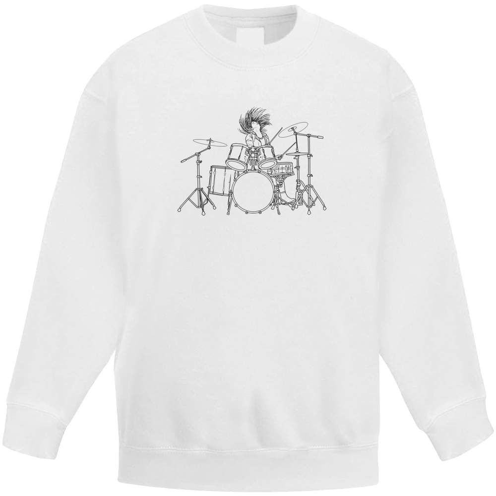 'Rock Drummer' Kid's Sweatshirt / Jumper (12-13 Years) (KW00071819)