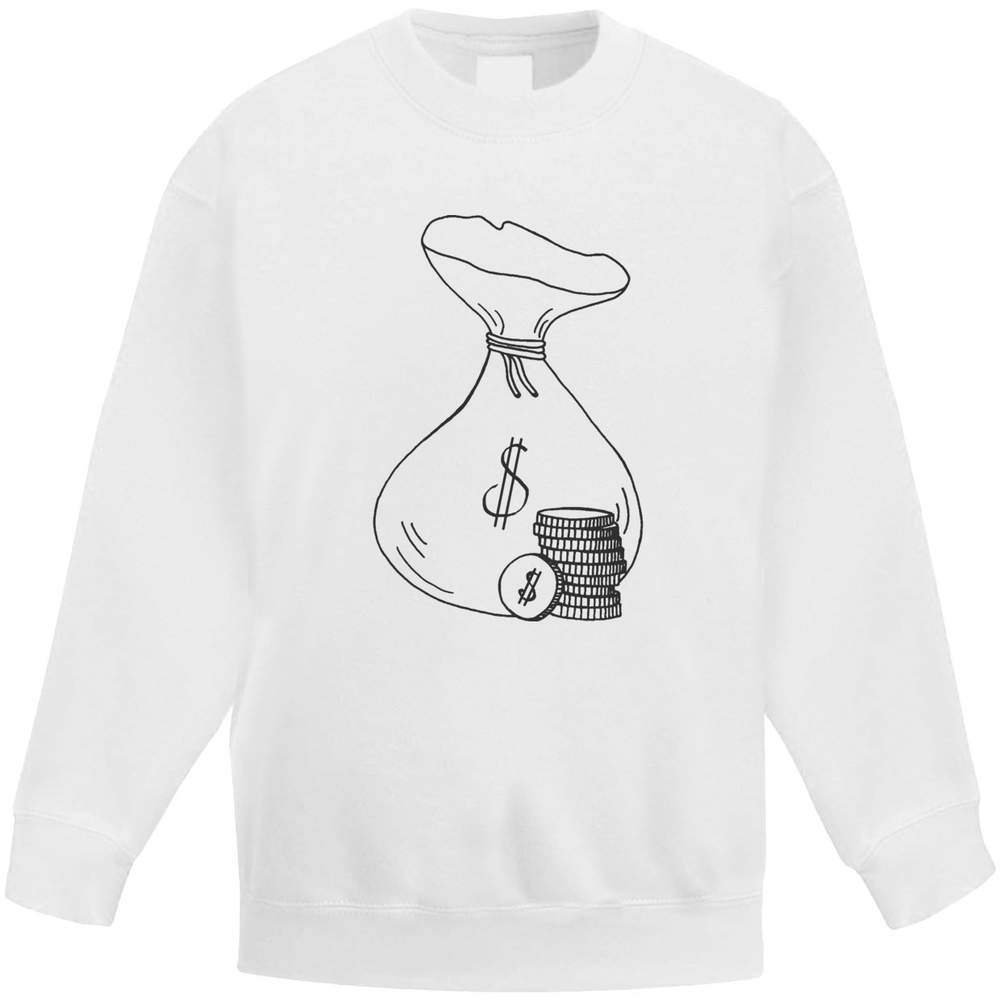 'Dollar Money Bag & Coins' Kid's Sweatshirt / Jumper (12-13 Years) (KW00073877)
