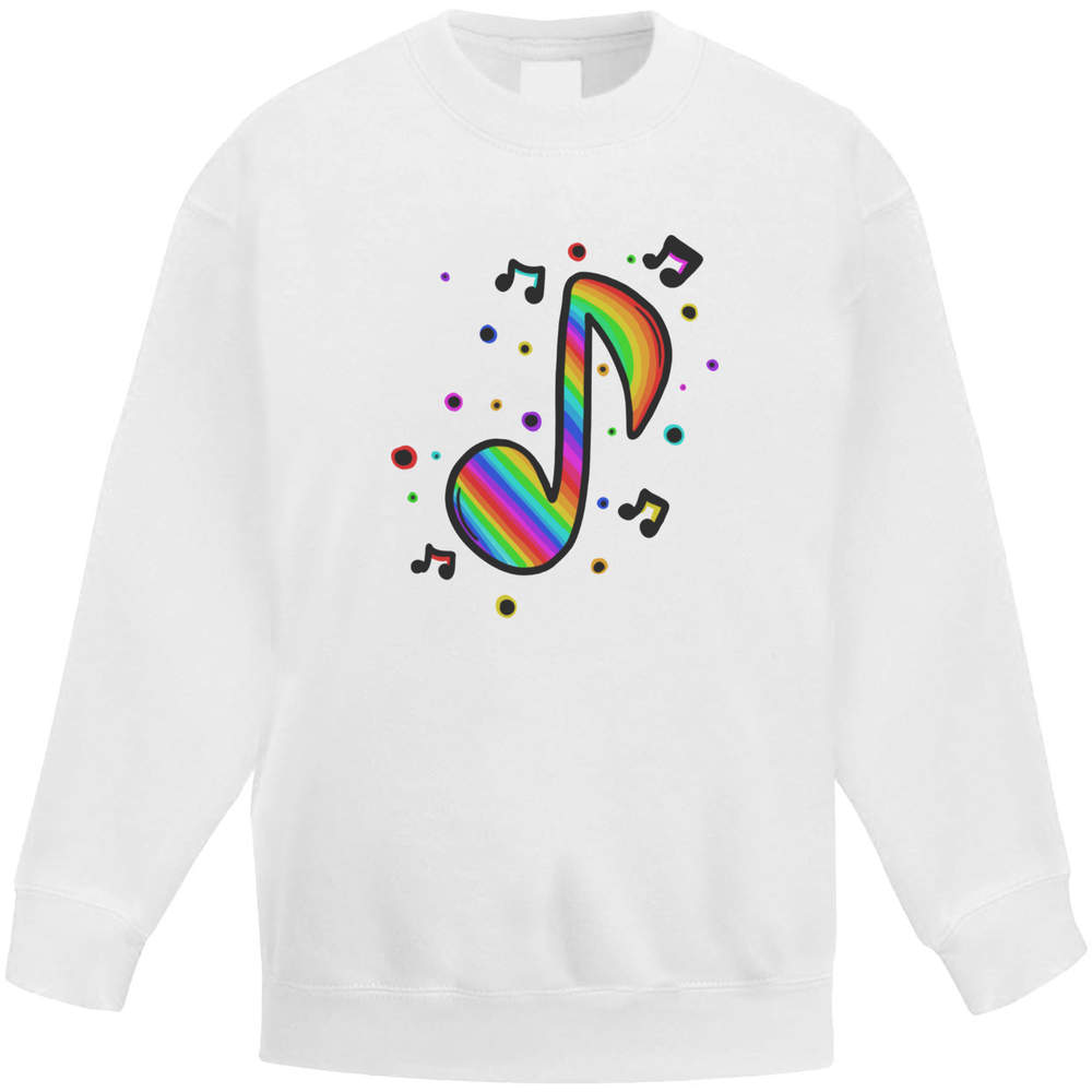 'Rainbow Music Notes' Kid's Sweatshirt / Jumper (12-13 Years) (KW00078059)
