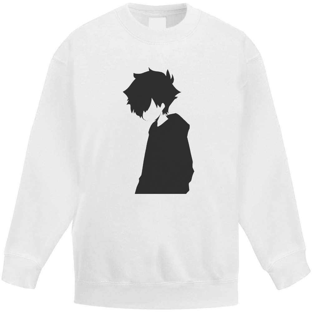 'Minimalist Emo Boy' Kids Sweatshirt / Jumper - White, 12-13 Years - Childrens Top for School, Sports, Play and Outdoor Wear (KW00179370)