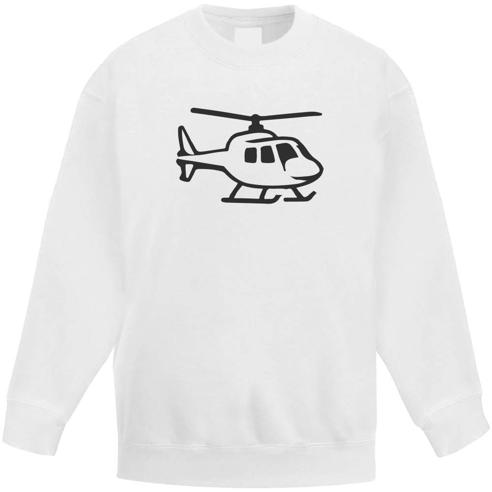 'Helicopter Flight Vehicle' Kids Sweatshirt / Jumper - White, 12-13 Years - Childrens Top for School, Sports, Play and Outdoor Wear (KW00215681)