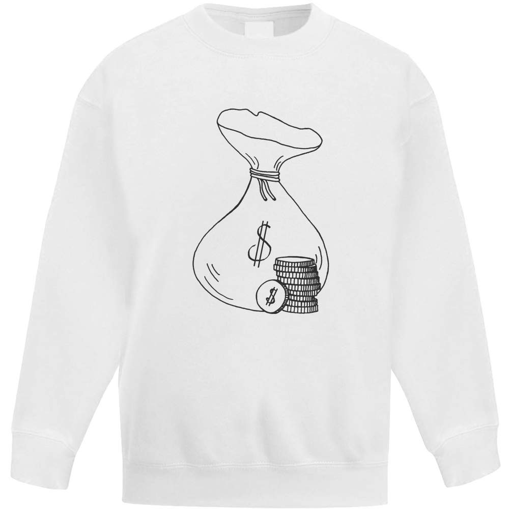 'Dollar Money Bag & Coins' Kid's Sweatshirt / Jumper (14-15 Years) (KW00073878)