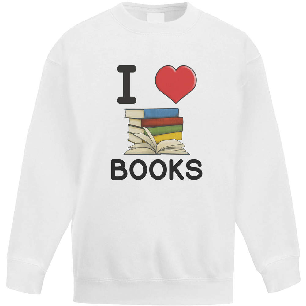 'I Love Books' Kid's Sweatshirt / Jumper (14-15 Years) (KW00093486)