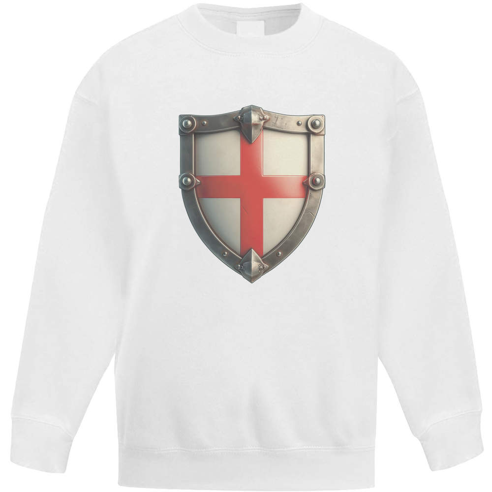 'England Flag Within Shield' Kid's Sweatshirt / Jumper (14-15 Years) (KW00217740)