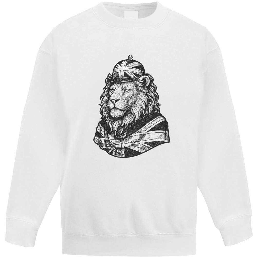 'British Lion with Union Jack' Kid's Sweatshirt / Jumper (14-15 Years) (KW00218202)