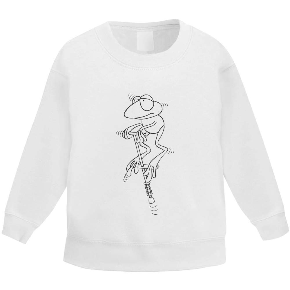 'Frog On Pogo Stick' Kid's Sweatshirt / Sweater / Jumper (KW000200)