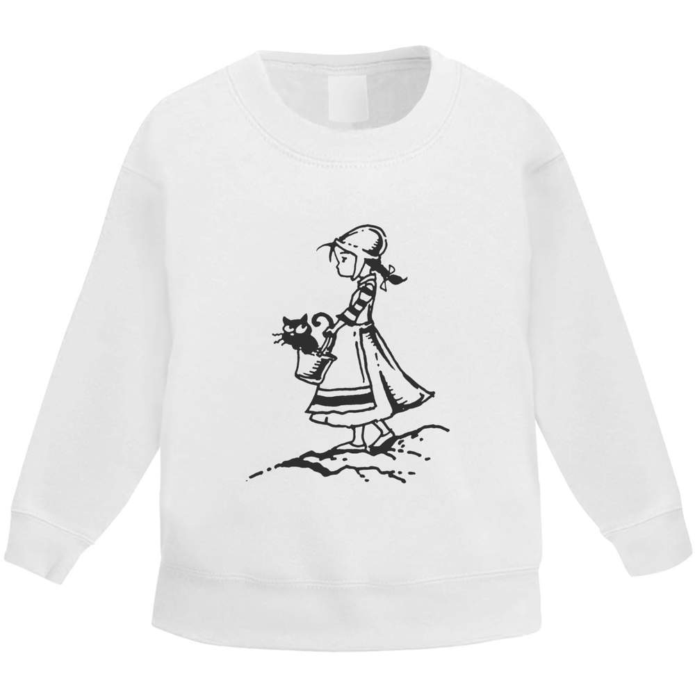 'Little Girl Carrying Cat' Kid's Sweatshirt / Jumper (3-4 Years) (KW00064003)
