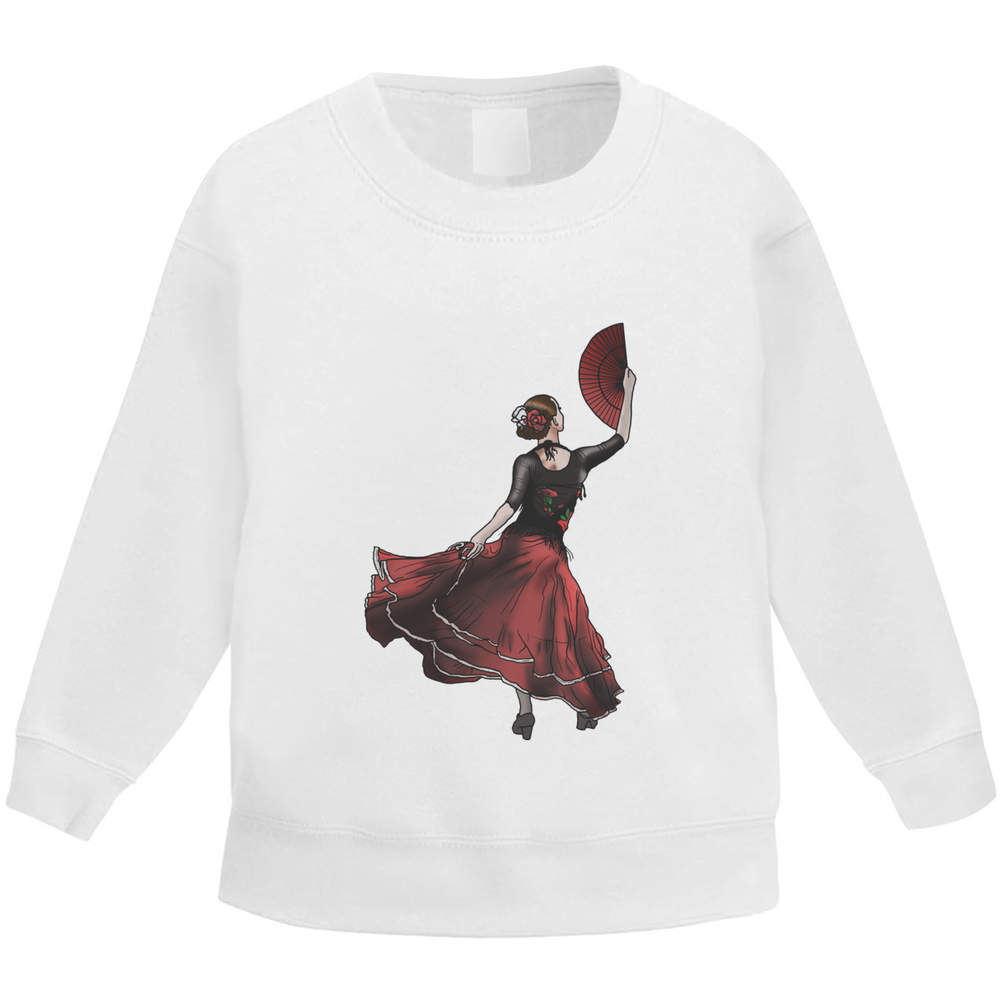 'Flamenco Dancer' Kids Sweatshirt / Jumper - Childrens Sweatshirt for School, Sports, Play and Outdoor Wear (KW029734)