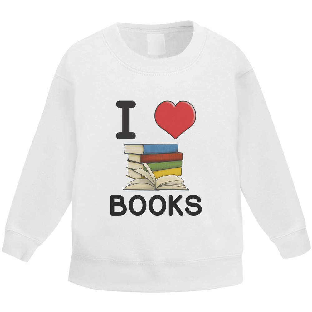 'I Love Books' Kid's Sweatshirt / Sweater / Jumper (KW034144)