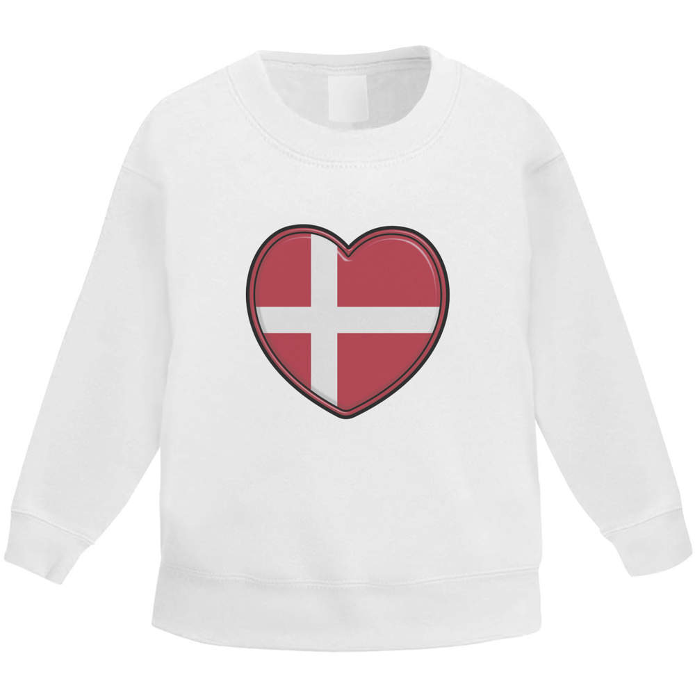 'Denmark Flag Heart' Kid's Sweatshirt / Sweater / Jumper (KW039631)