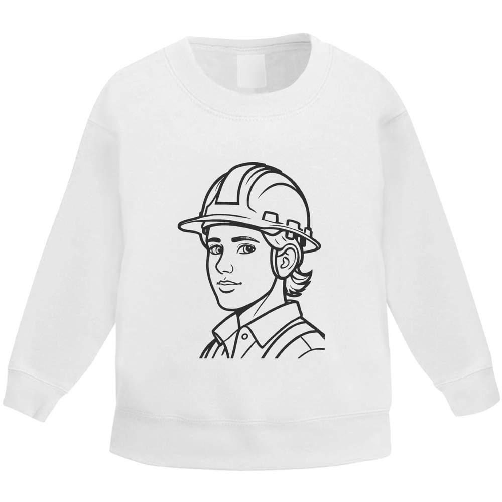 'Man In Hard Hat' Kid's Sweatshirt / Sweater / Jumper (KW045103)