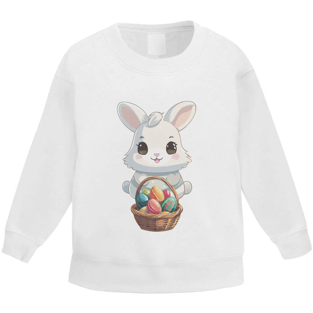 'Easter Bunny With Easter Basket Kawaii Style' Kid's Sweatshirt / Sweater / Jumper (KW045292)