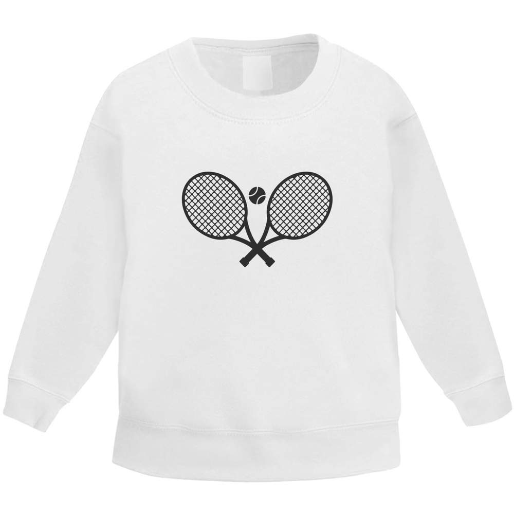 'Tennis Rackets And Ball' Kids Sweatshirt / Jumper - Childrens Sweatshirt for School, Sports, Play and Outdoor Wear (KW045350)
