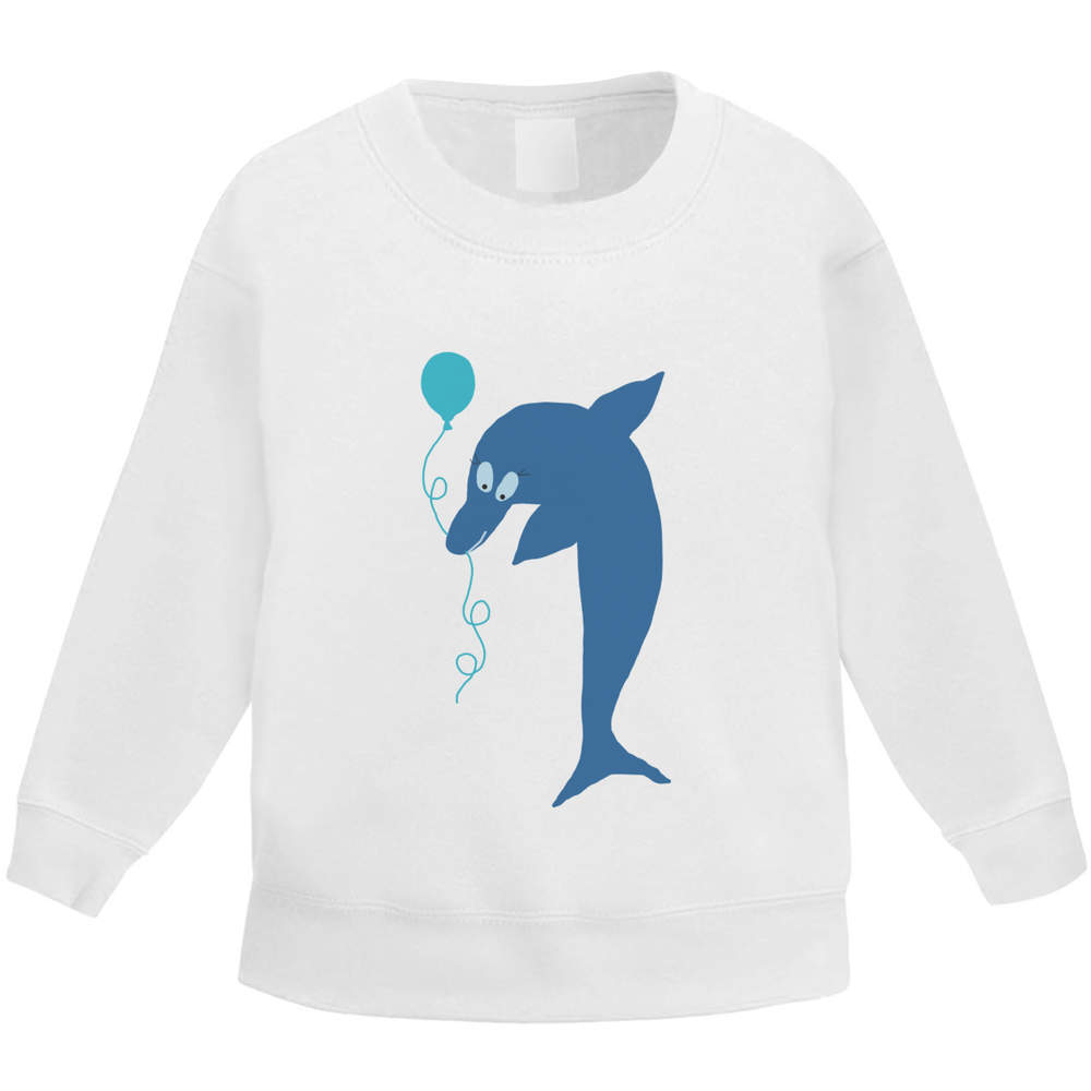 'Dolphin With A Birthday Balloon' Kid's Sweatshirt / Sweater / Jumper (KW046857)