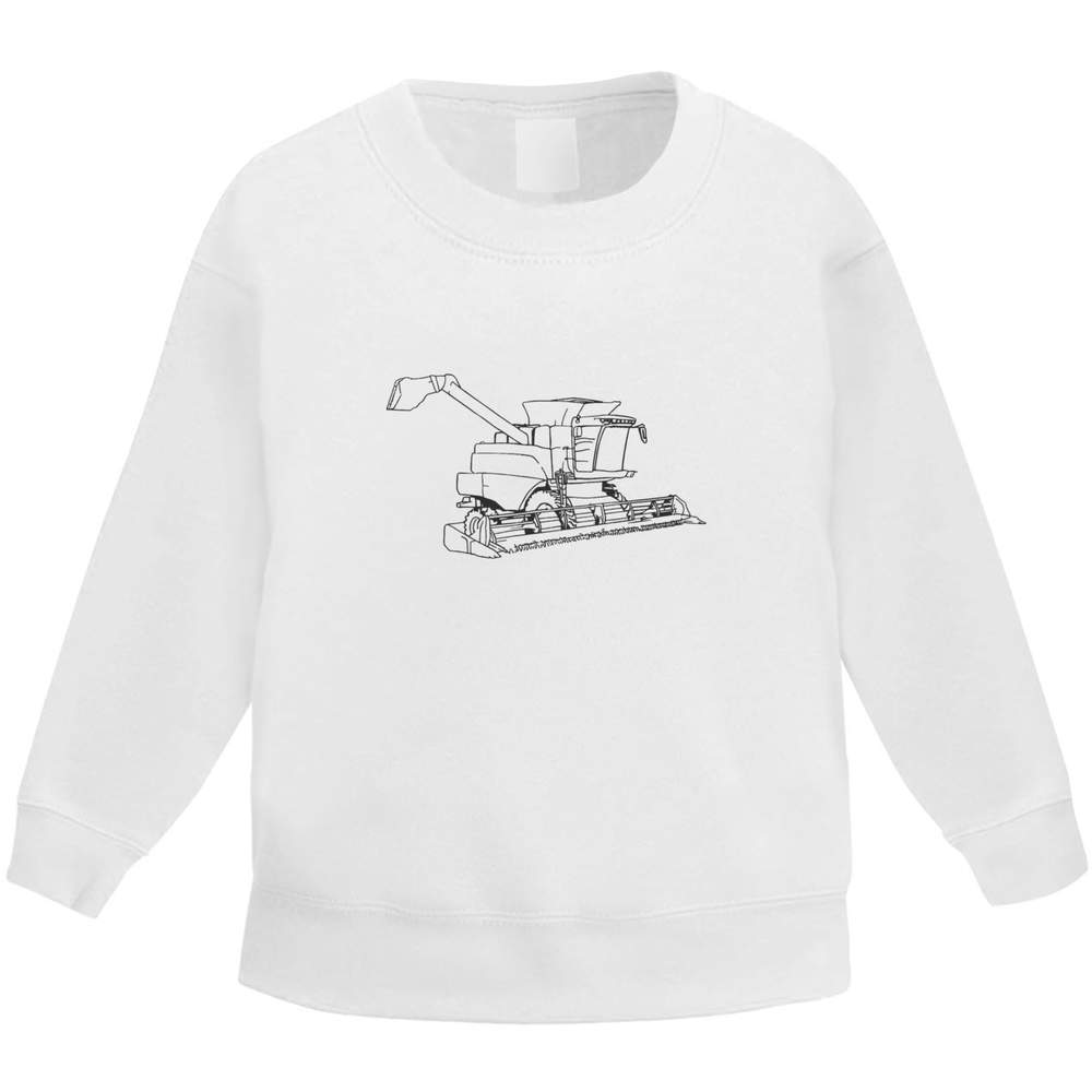 'Combine Harvester' Kids Sweatshirt / Jumper - White, 3-4 Years - Childrens Top for School, Sports, Play and Outdoor Wear (KW00165872)
