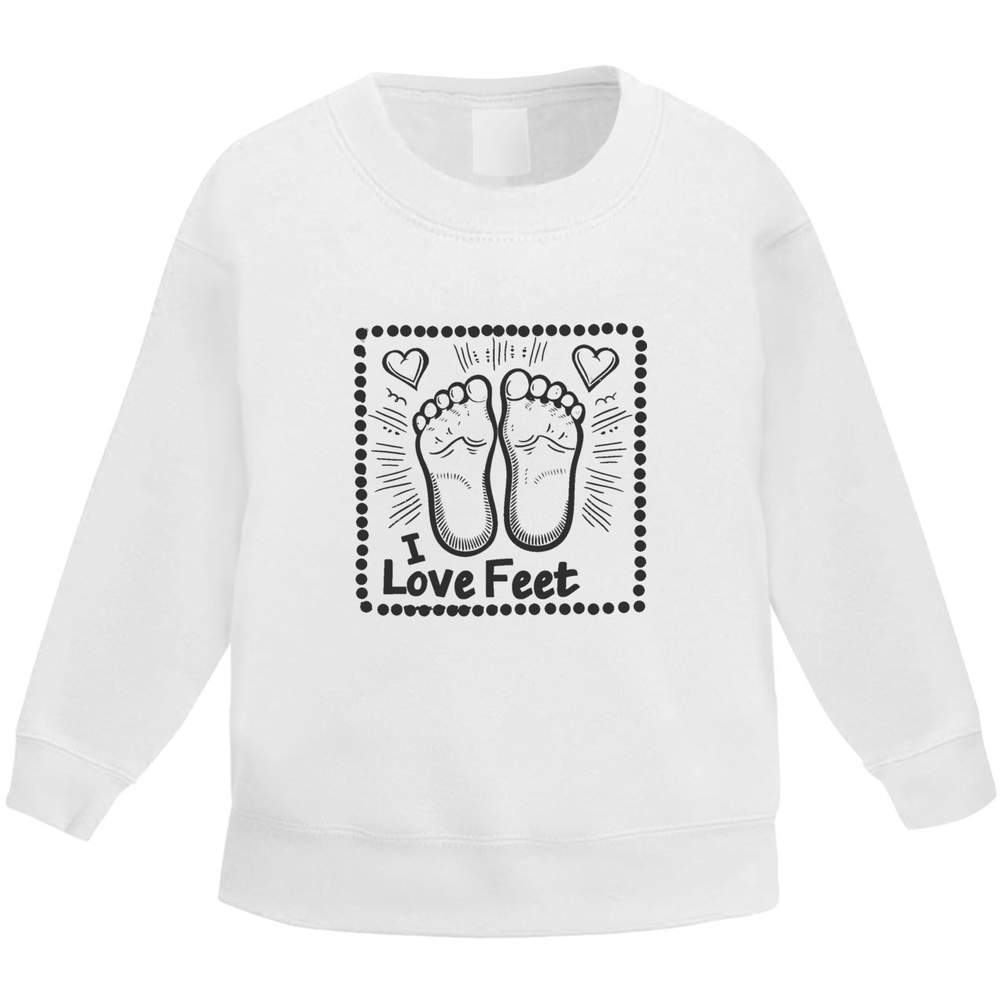 'I Love Feet with Hearts' Kid's Sweatshirt / Sweater / Jumper (KW047975)