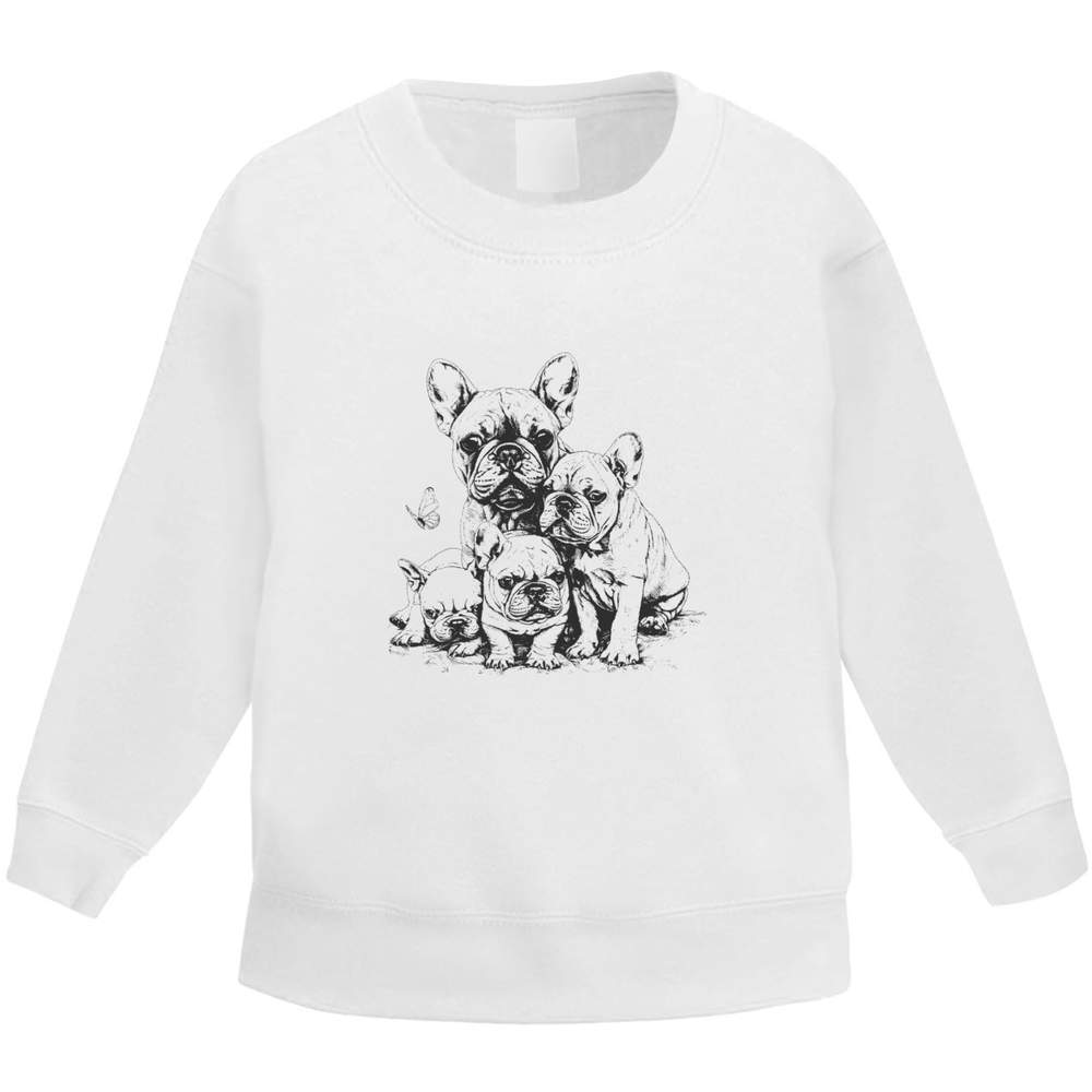 'French Bulldog Mother with Puppies' Kid's Sweatshirt / Sweater / Jumper (KW048058)
