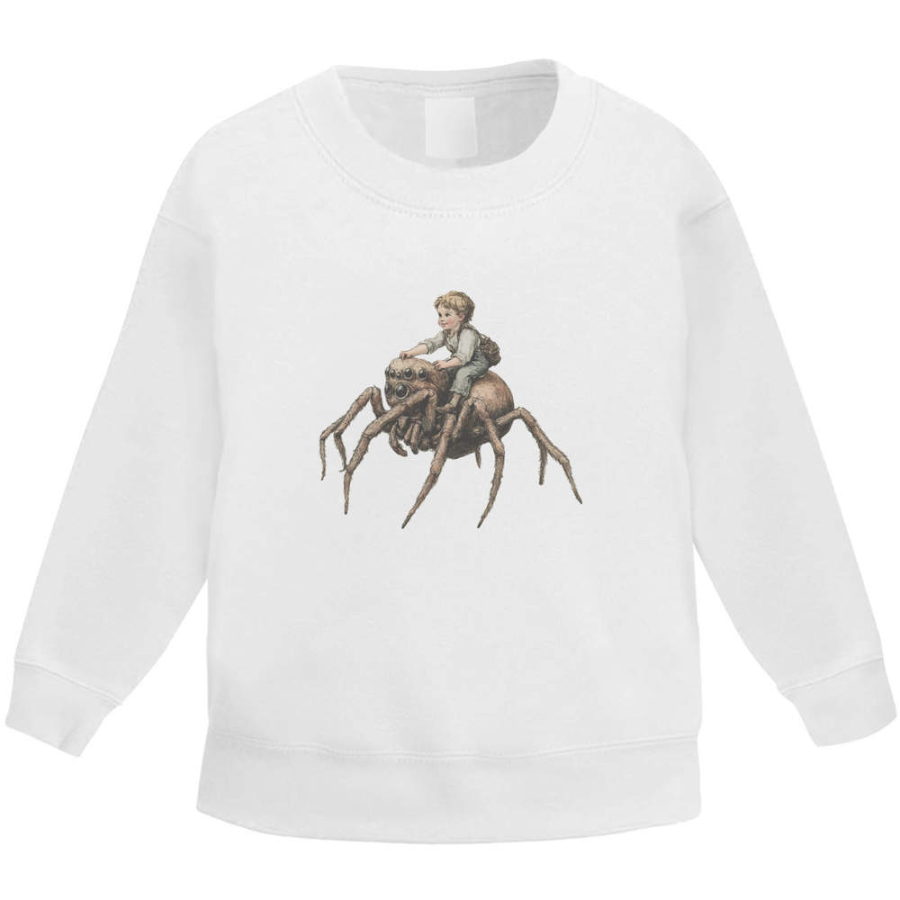 'Boy Riding a Spider' Kids Sweatshirt / Jumper - Childrens Sweatshirt for School, Sports, Play and Outdoor Wear (KW049450)