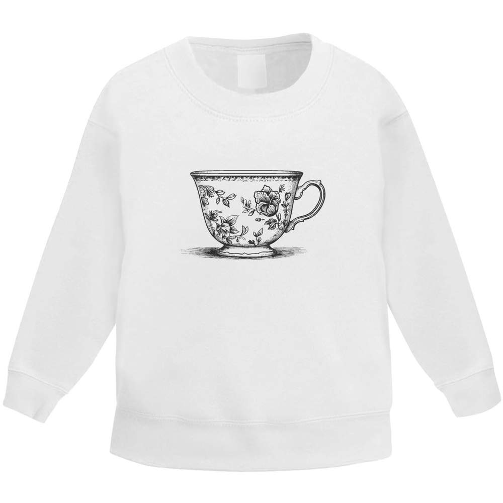 'Single Vintage Teacup' Kid's Sweatshirt / Sweater / Jumper (KW051553)