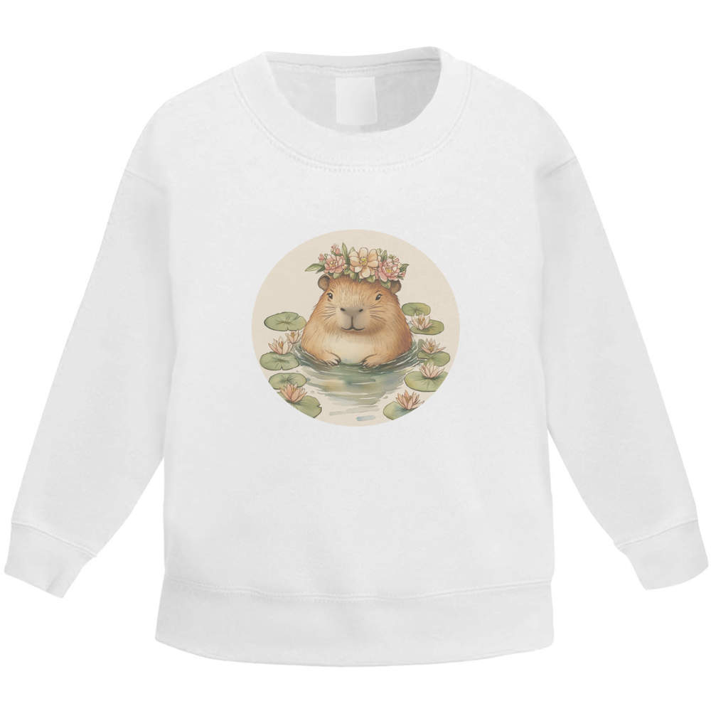 'Cute Capybara with Floral Crown' Kid's Sweatshirt / Sweater / Jumper (KW053265)