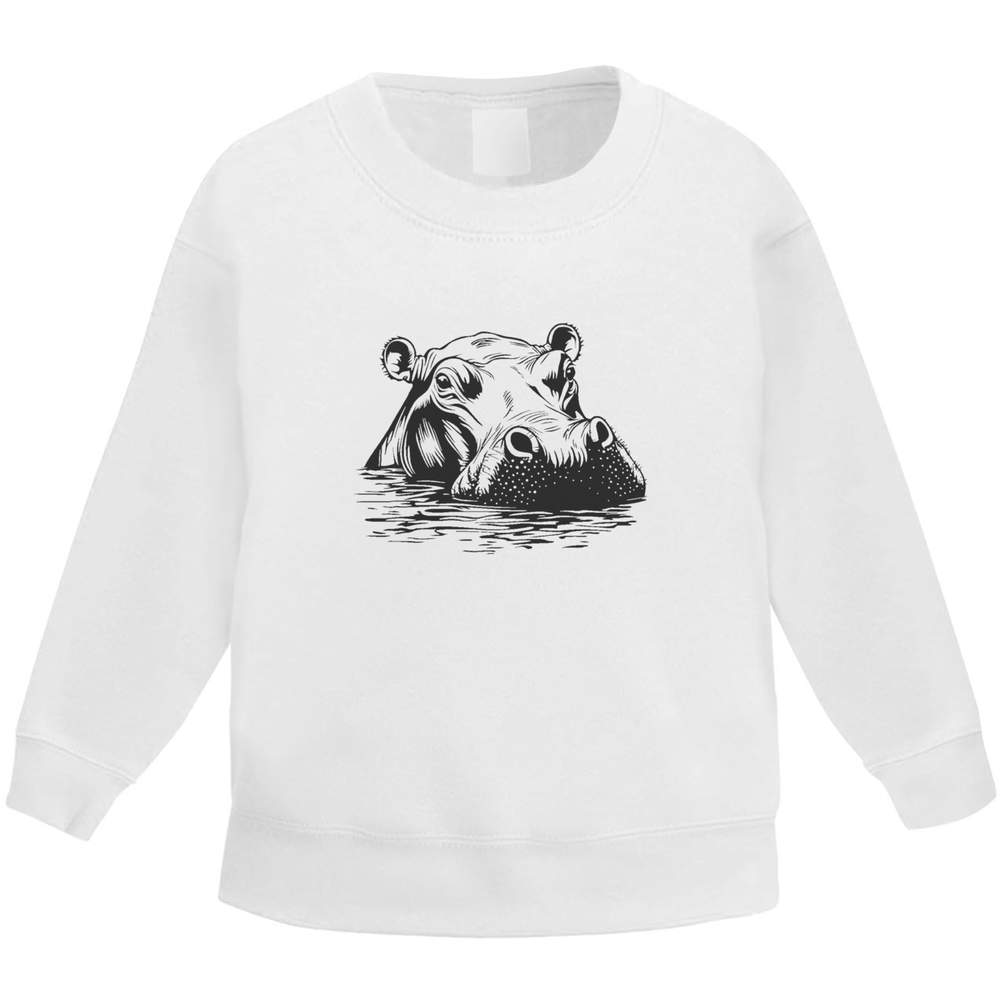 'Hippopotamus in Water' Kid's Sweatshirt / Sweater / Jumper (KW055212)