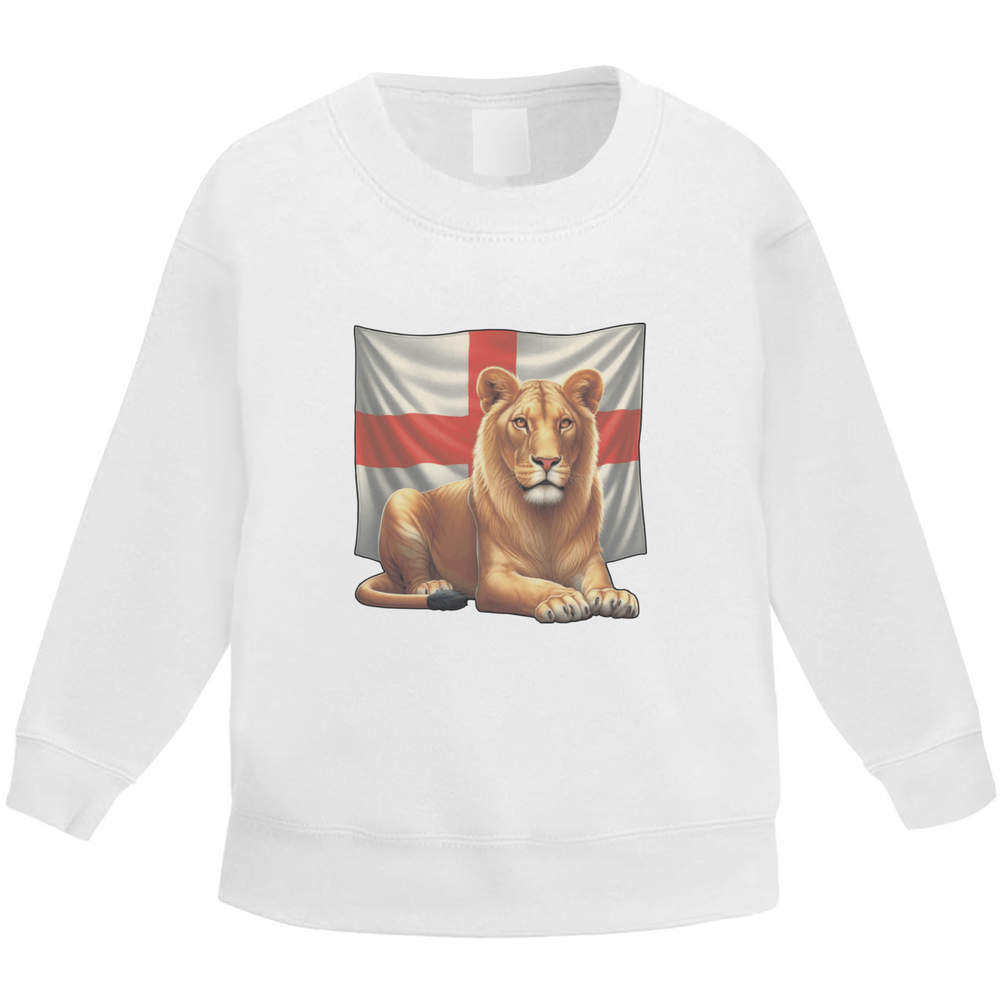'England Flag With Lioness' Kid's Sweatshirt / Sweater / Jumper (KW055941)