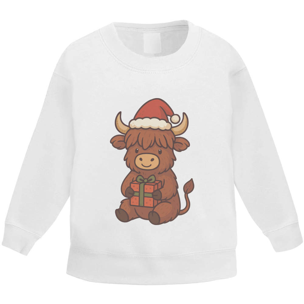 'Festive Highland Cow' Kid's Sweatshirt / Sweater / Jumper (KW056862)