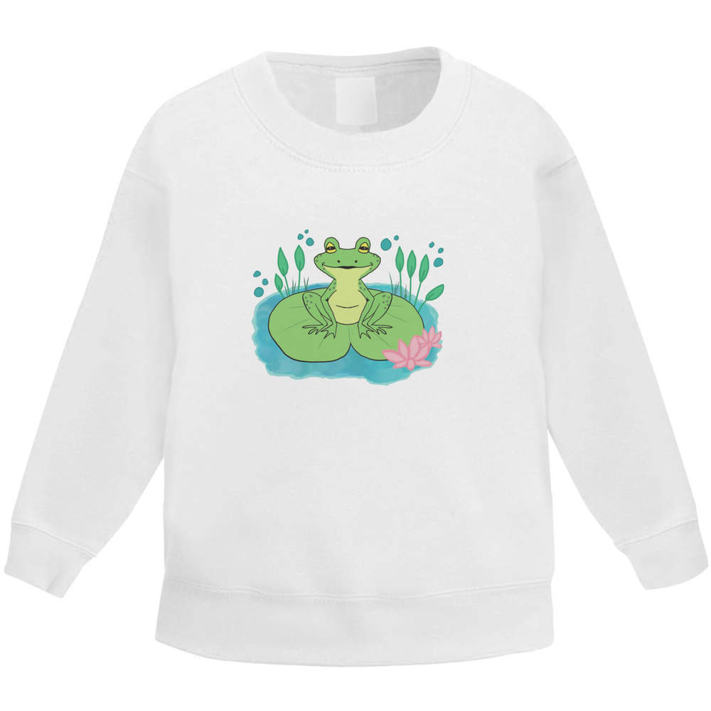 'Frog On A Lily Pad' Kid's Sweatshirt / Sweater / Jumper (KW057362)