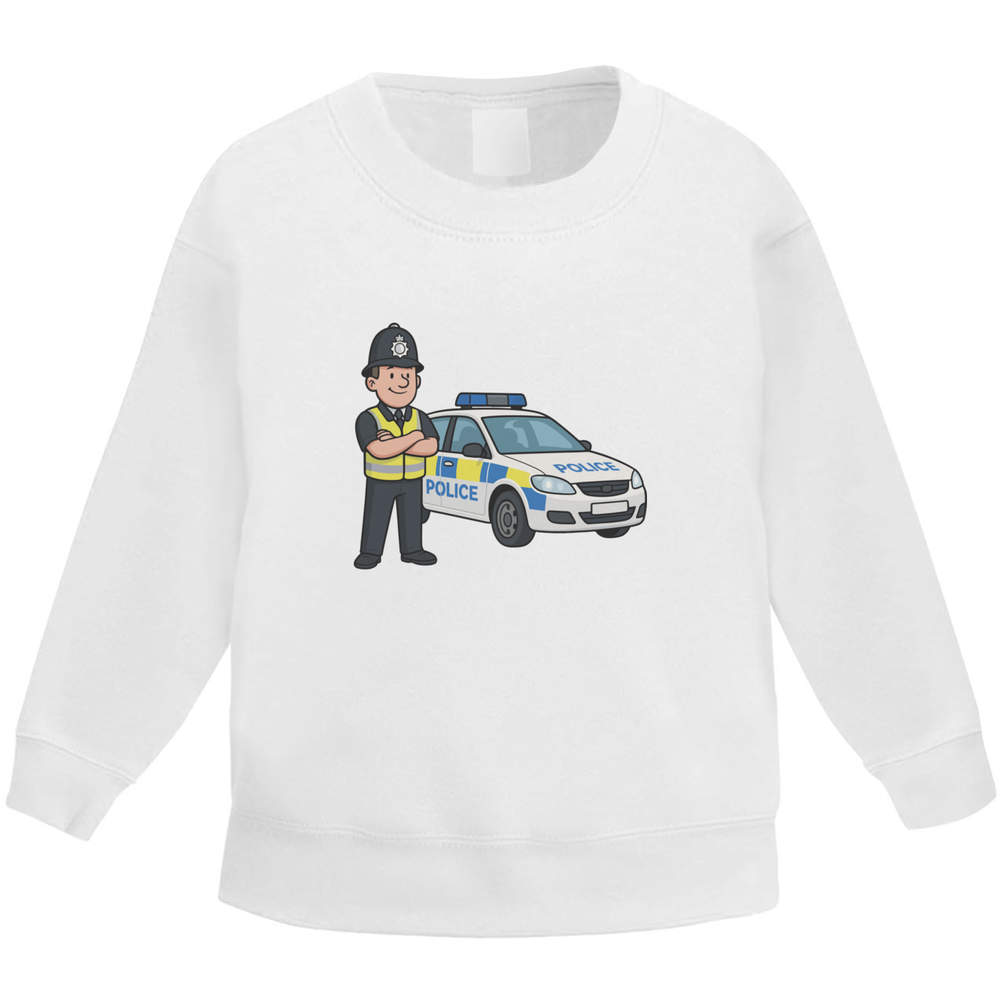 'Police Officer & Car' Kid's Sweatshirt / Sweater / Jumper (KW057689)