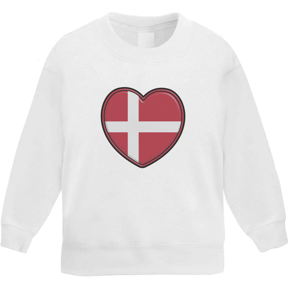 'Denmark Flag Heart' Kid's Sweatshirt / Jumper (5-6 Years) (KW00125517)