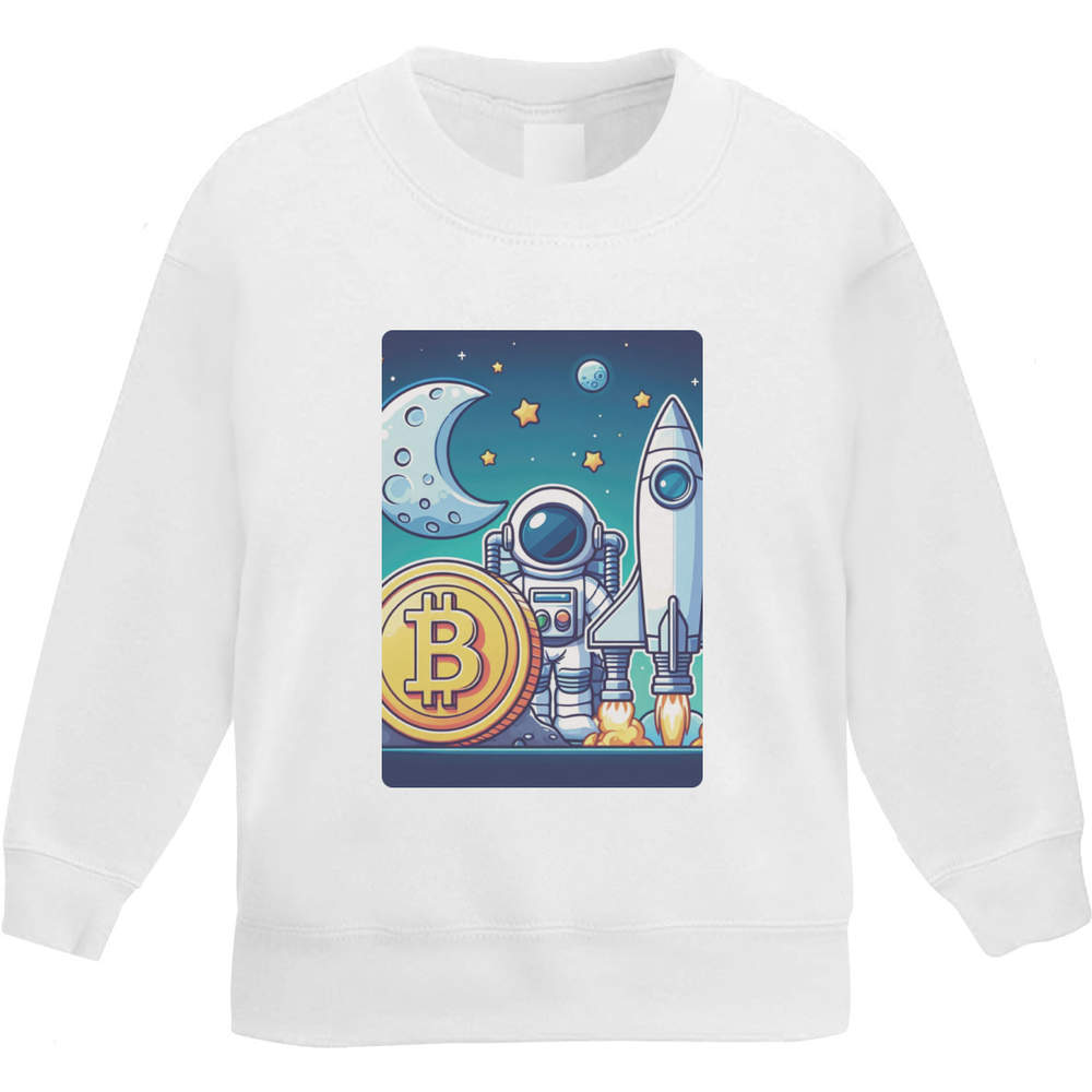 'Bitcoin to the Moon' Kid's Sweatshirt / Jumper (5-6 Years) (KW00146655)