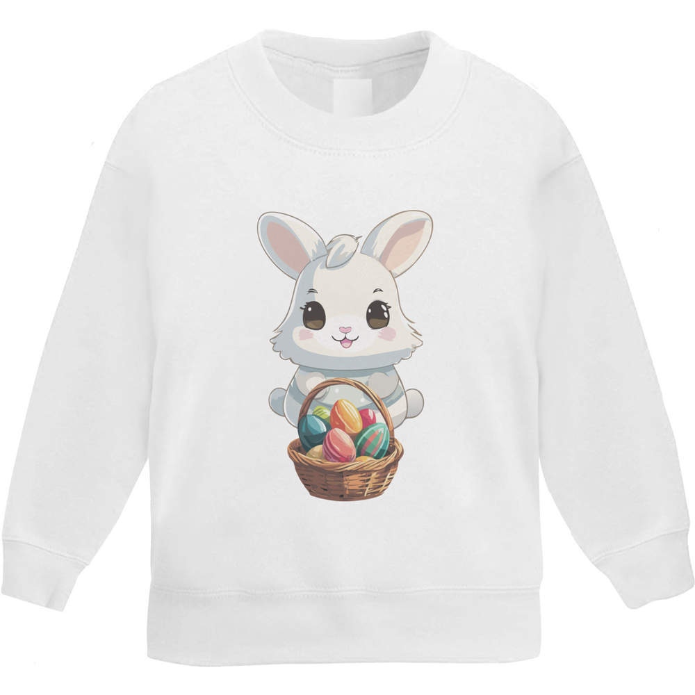 'Easter Bunny With Easter Basket Kawaii Style' Kid's Sweatshirt / Jumper (5-6 Years) (KW00152841)