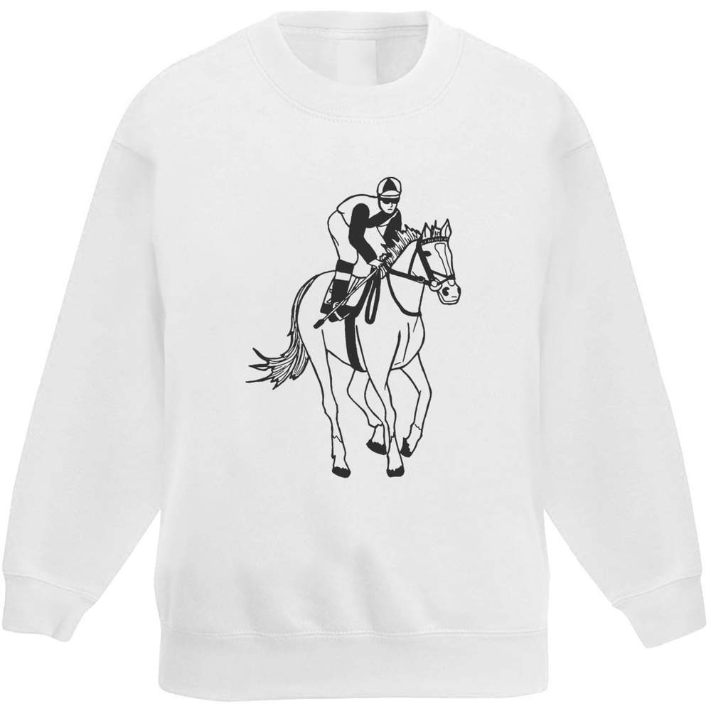 'Jockey Riding Horse' Kid's Sweatshirt / Jumper (7-8 Years) (KW00051525)