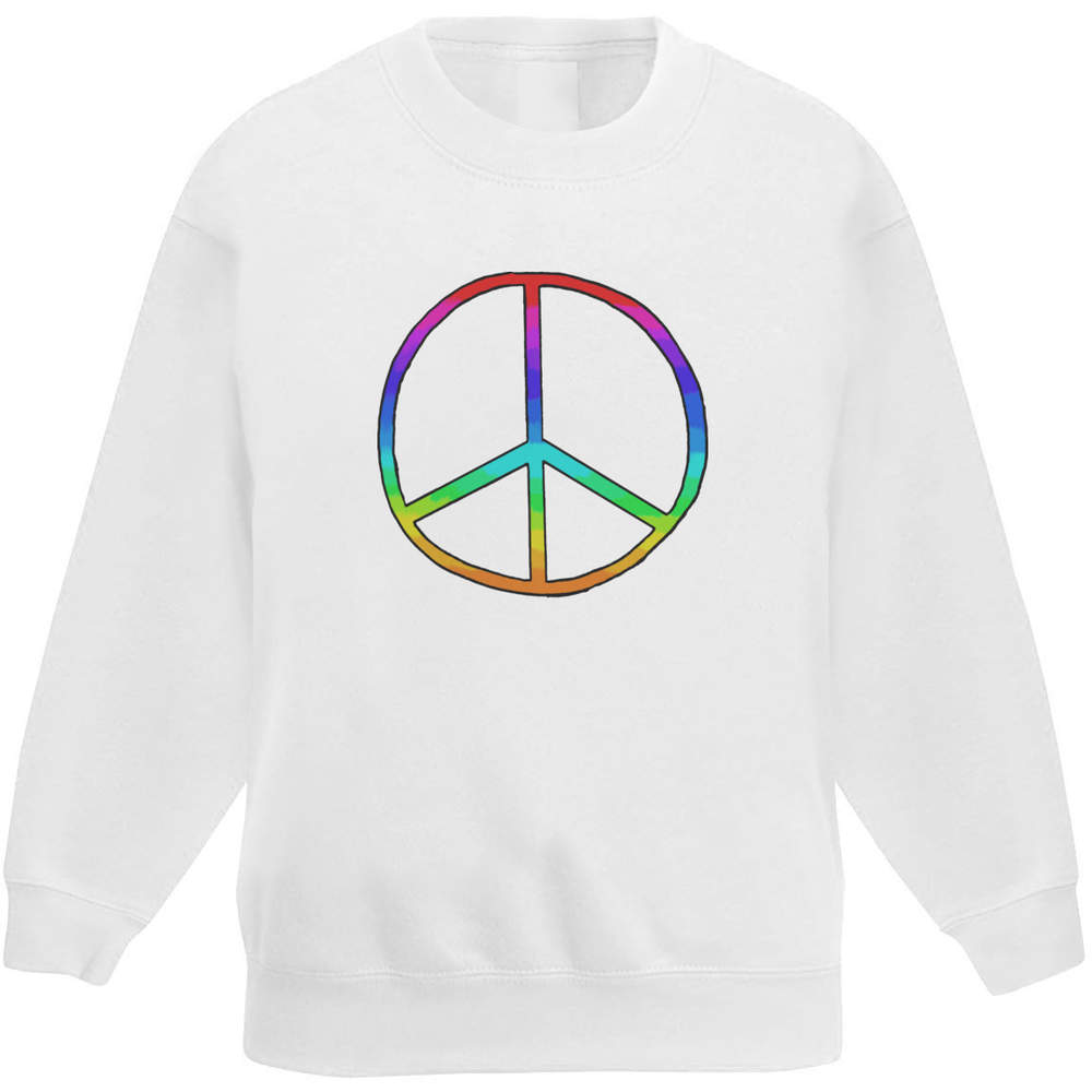 'Rainbow Peace Symbol' Kid's Sweatshirt / Jumper (7-8 Years) (KW00053463)