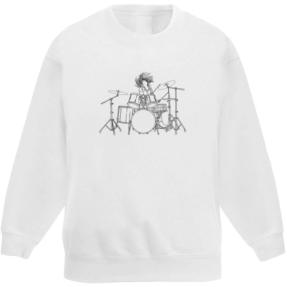 'Rock Drummer' Kid's Sweatshirt / Jumper (7-8 Years) (KW00071817)