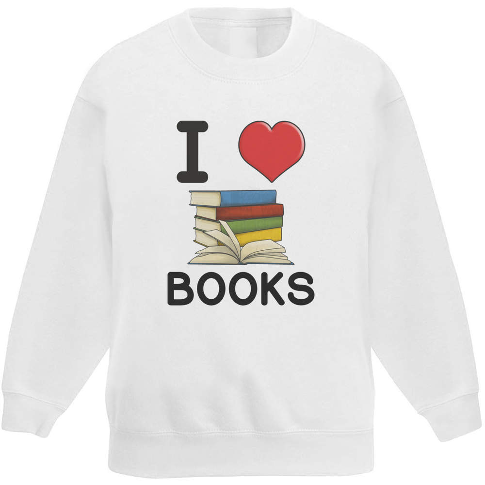 'I Love Books' Kid's Sweatshirt / Jumper (7-8 Years) (KW00093483)