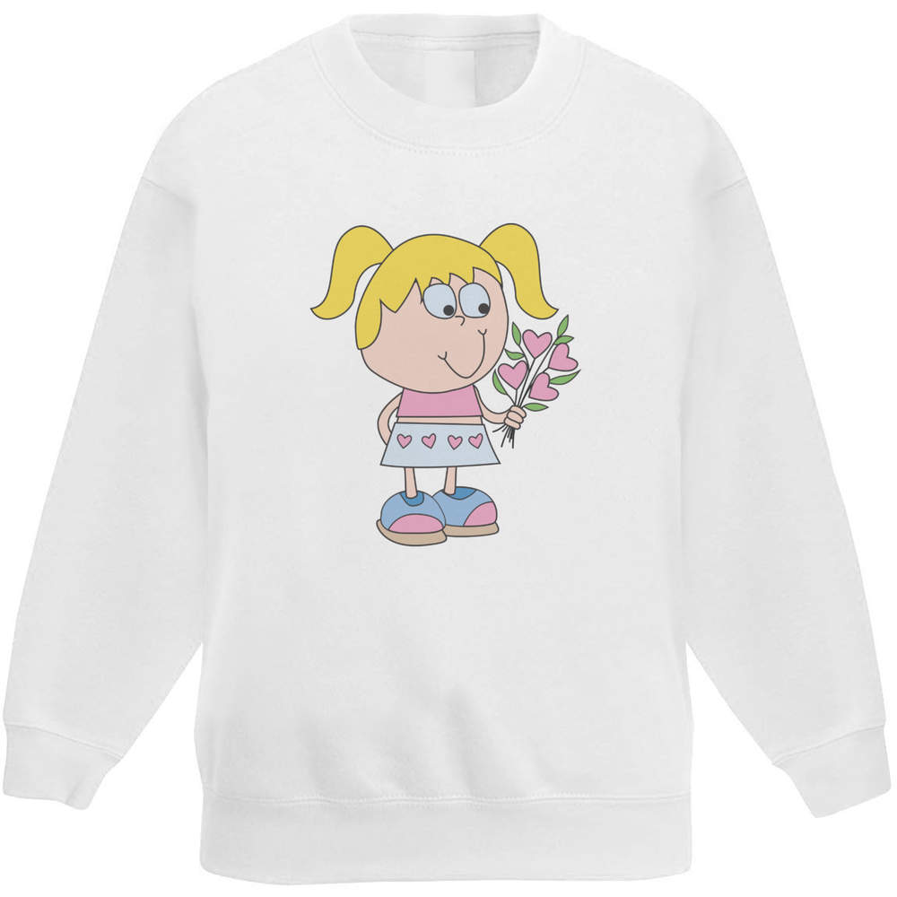 'Little girl with flowers' Kid's Sweatshirt / Sweater / Jumper (KW041877)